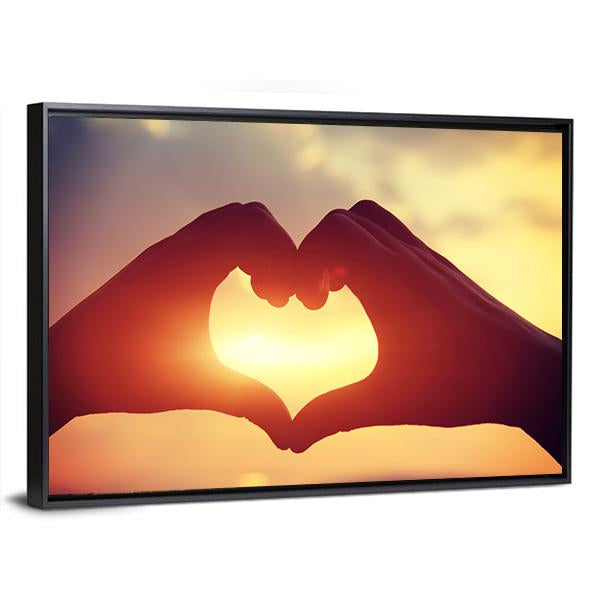 Hands Making Heart Shape Canvas Wall Art-3 Horizontal-Gallery Wrap-25" x 16"-Tiaracle