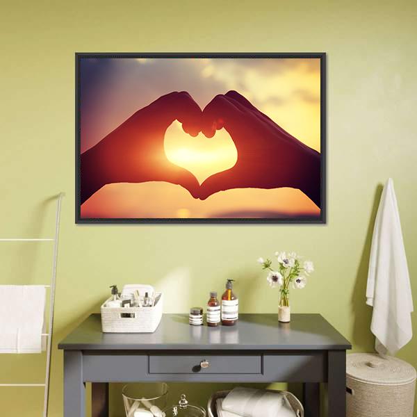 Hands Making Heart Shape Canvas Wall Art-1 Piece-Floating Frame-24" x 16"-Tiaracle