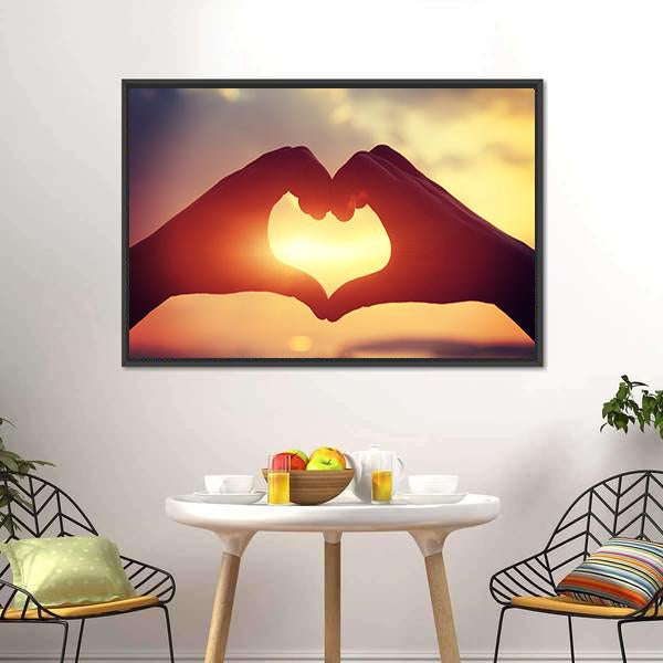 Hands Making Heart Shape Canvas Wall Art-3 Horizontal-Gallery Wrap-25" x 16"-Tiaracle