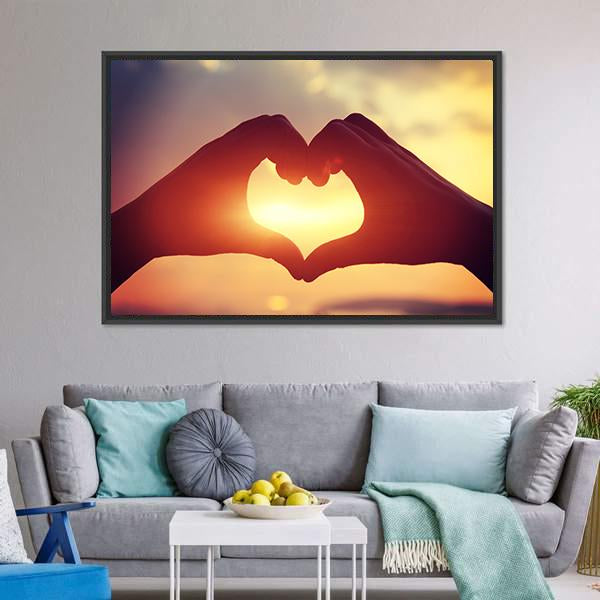 Hands Making Heart Shape Canvas Wall Art-3 Horizontal-Gallery Wrap-25" x 16"-Tiaracle