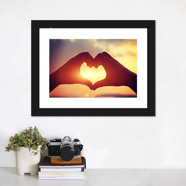 Hands Making Heart Shape Canvas Wall Art-1 Piece-Framed Print-20" x 16"-Tiaracle