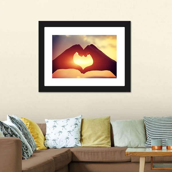 Hands Making Heart Shape Canvas Wall Art-3 Horizontal-Gallery Wrap-25" x 16"-Tiaracle