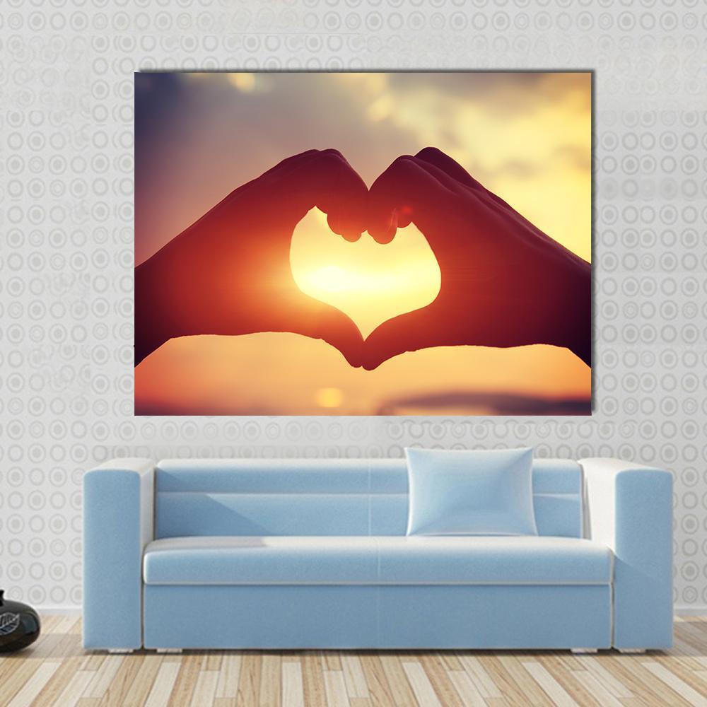 Hands Making Heart Shape Canvas Wall Art-1 Piece-Gallery Wrap-48" x 32"-Tiaracle