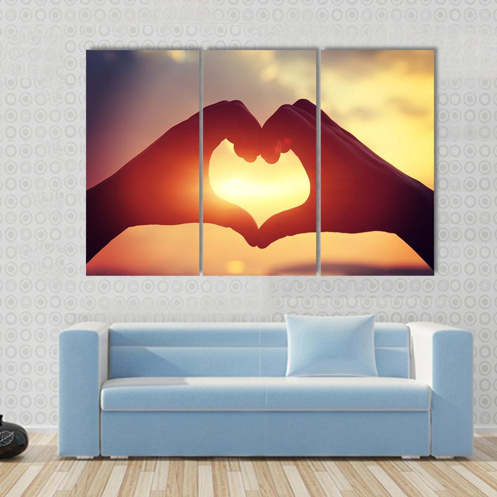 Hands Making Heart Shape Canvas Wall Art-3 Horizontal-Gallery Wrap-37" x 24"-Tiaracle