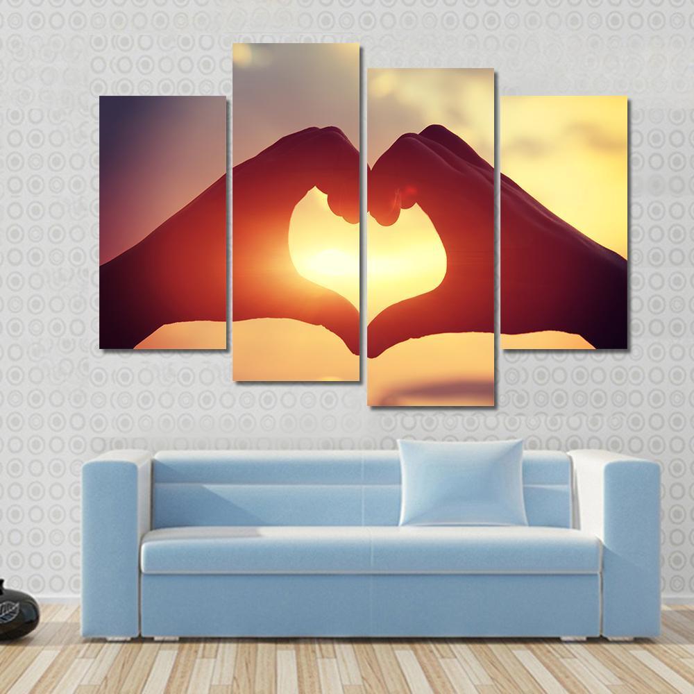 Hands Making Heart Shape Canvas Wall Art-4 Pop-Gallery Wrap-50" x 32"-Tiaracle