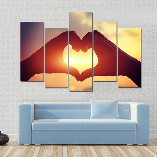 Hands Making Heart Shape Canvas Wall Art-5 Pop-Gallery Wrap-47" x 32"-Tiaracle