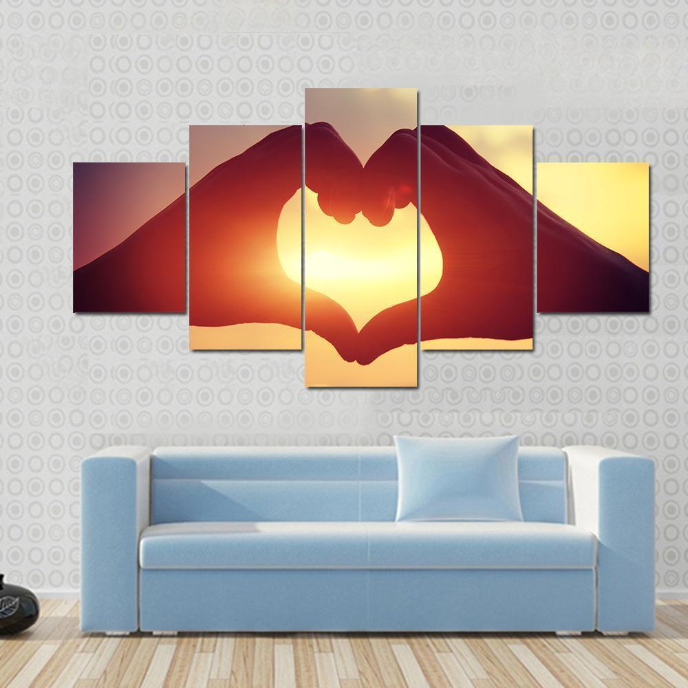 Hands Making Heart Shape Canvas Wall Art-5 Star-Gallery Wrap-62" x 32"-Tiaracle