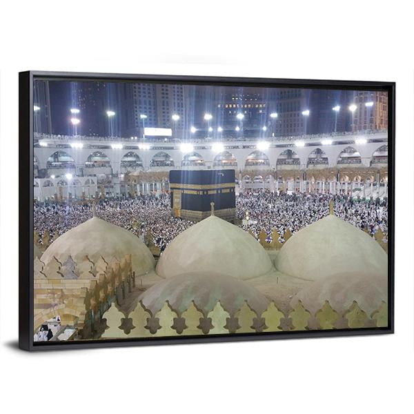 Haram Mosque Mecca Canvas Wall Art-3 Horizontal-Gallery Wrap-25" x 16"-Tiaracle