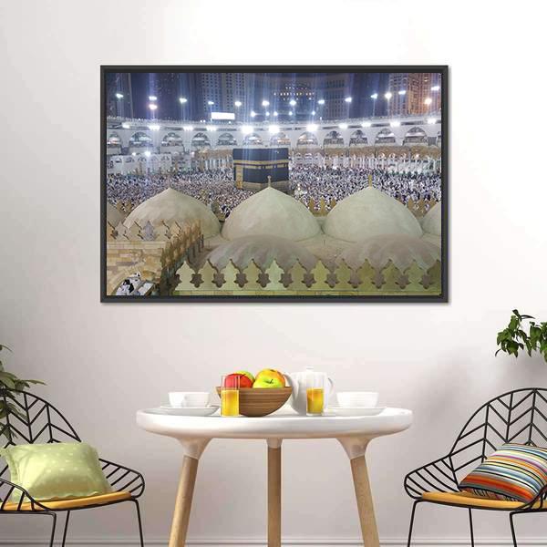 Haram Mosque Mecca Canvas Wall Art-3 Horizontal-Gallery Wrap-25" x 16"-Tiaracle