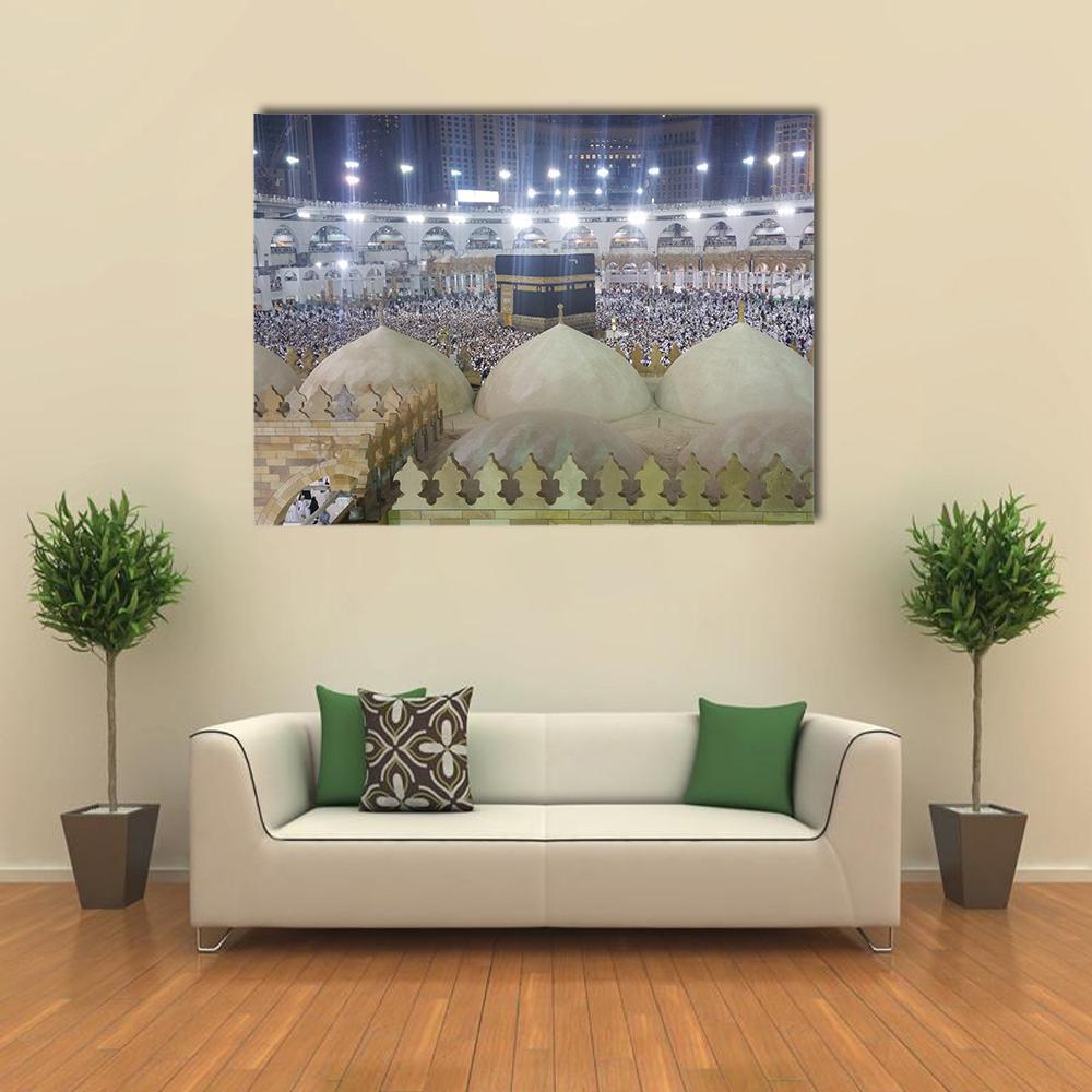 Haram Mosque Mecca Canvas Wall Art-1 Piece-Gallery Wrap-48" x 32"-Tiaracle