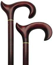 Scratch & Dent Mahogany Stained Extra Length Anatomically Correct Walking Cane With Brass Collar V1495
