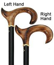 Scratch & Dent Scorched Maple Ergonomically Correct Walking Cane With Black Shaft and Bronze Collar V1448