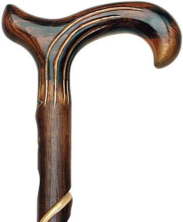 Scratch & Dent Spiral Carved Derby Walking Cane With Chestnut Shaft V1524