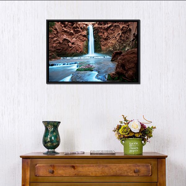 Havasu Falls Canvas Wall Art-1 Piece-Floating Frame-24" x 16"-Tiaracle