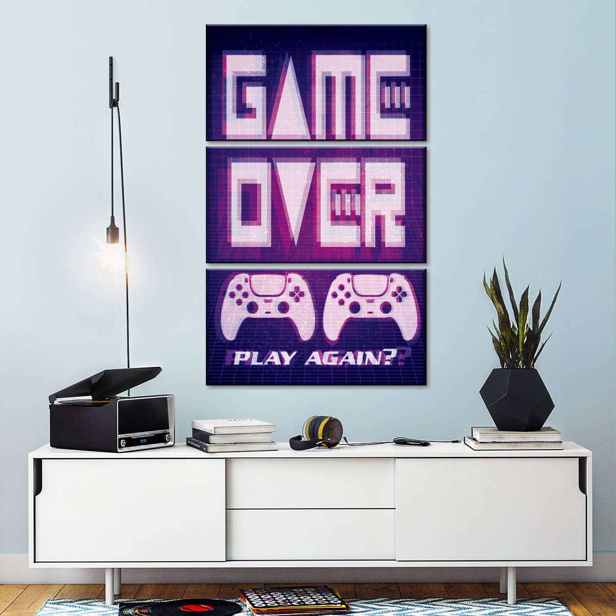 Game Over Play Again Sign Sign Wall Art