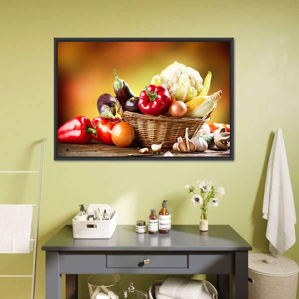 Healthy Organic Vegetables Canvas Wall Art-1 Piece-Floating Frame-24" x 16"-Tiaracle