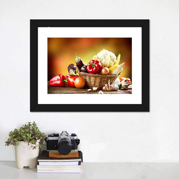 Healthy Organic Vegetables Canvas Wall Art-1 Piece-Framed Print-20" x 16"-Tiaracle