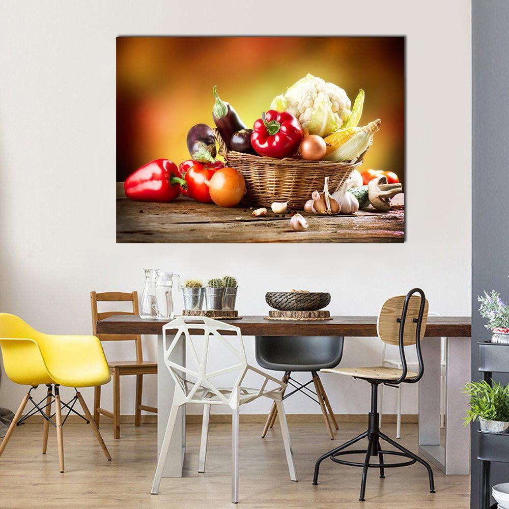 Healthy Organic Vegetables Canvas Wall Art-1 Piece-Gallery Wrap-48" x 32"-Tiaracle