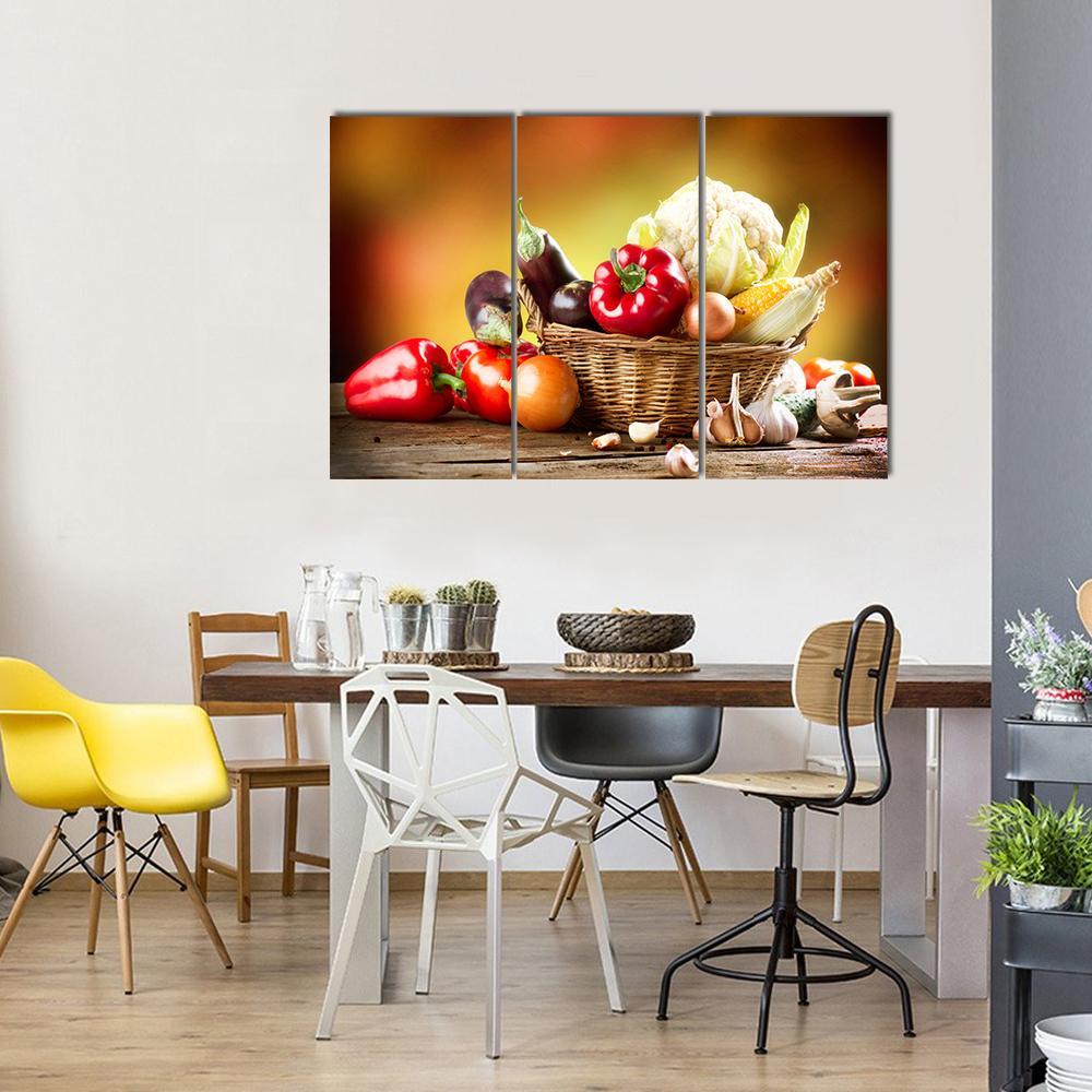 Healthy Organic Vegetables Canvas Wall Art-3 Horizontal-Gallery Wrap-37" x 24"-Tiaracle