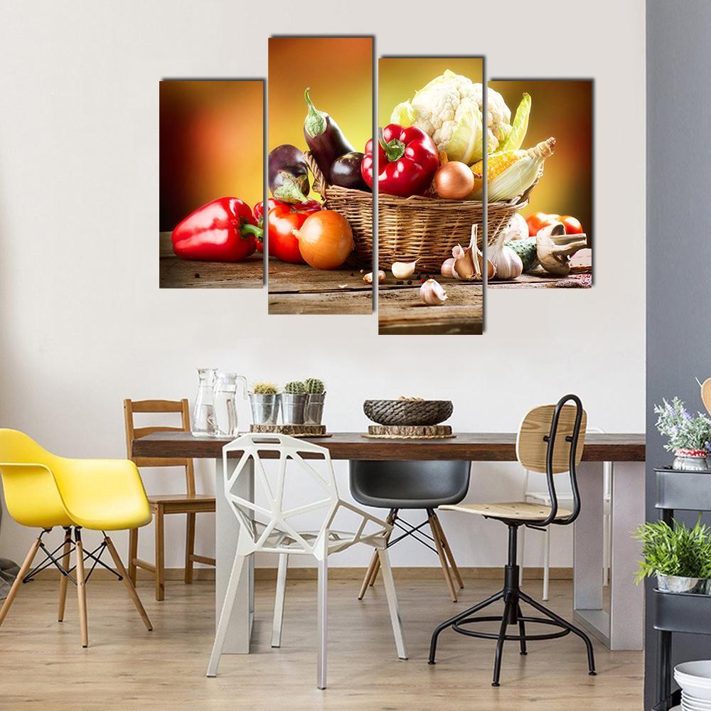 Healthy Organic Vegetables Canvas Wall Art-4 Pop-Gallery Wrap-50" x 32"-Tiaracle