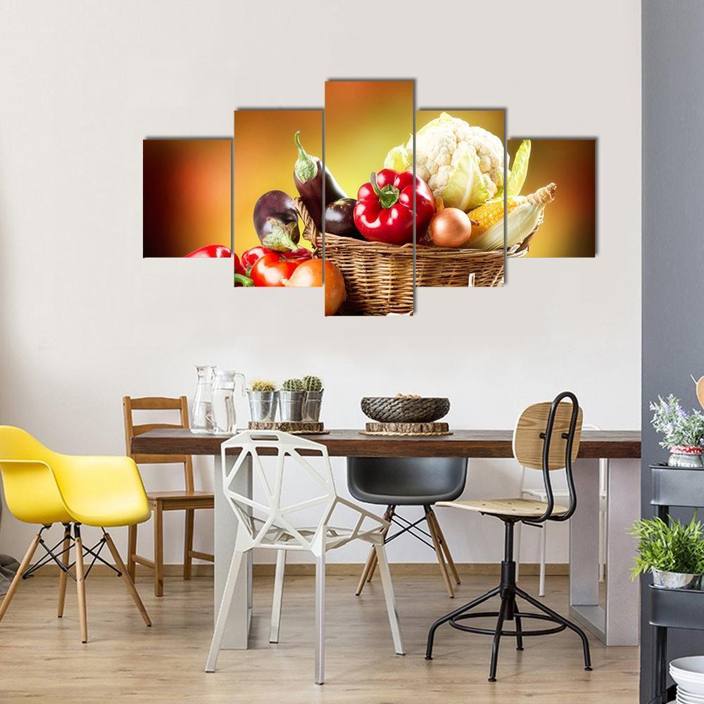 Healthy Organic Vegetables Canvas Wall Art-5 Star-Gallery Wrap-62" x 32"-Tiaracle