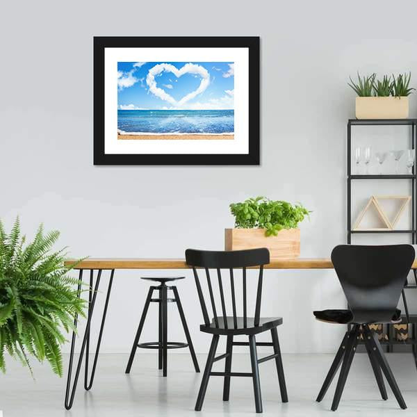 Heart Of Clouds On Beach Canvas Wall Art-3 Horizontal-Gallery Wrap-25" x 16"-Tiaracle