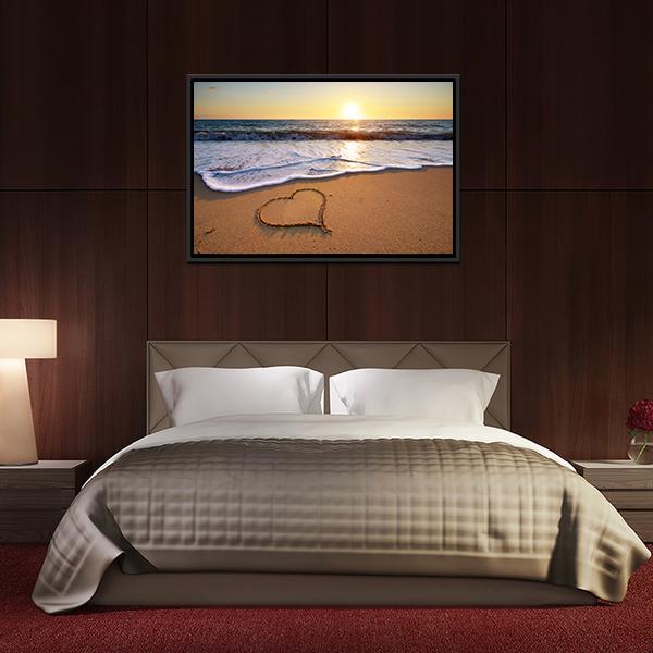 Heart On Beach Canvas Wall Art-3 Horizontal-Gallery Wrap-25" x 16"-Tiaracle