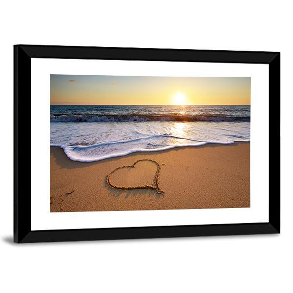 Heart On Beach Canvas Wall Art-3 Horizontal-Gallery Wrap-25" x 16"-Tiaracle