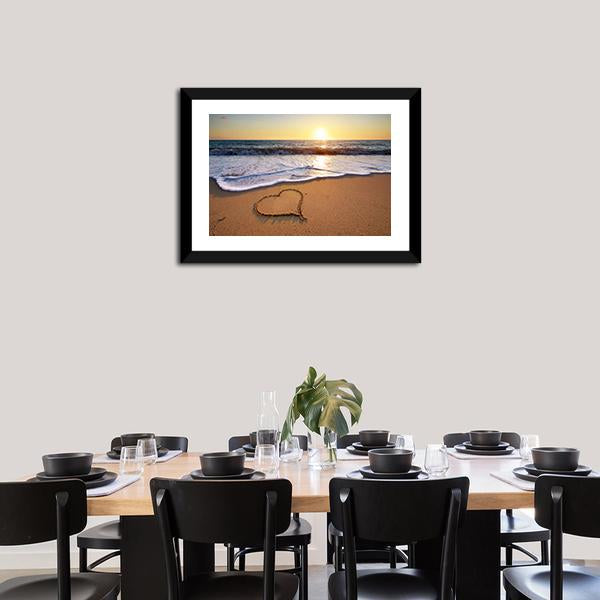 Heart On Beach Canvas Wall Art-3 Horizontal-Gallery Wrap-25" x 16"-Tiaracle