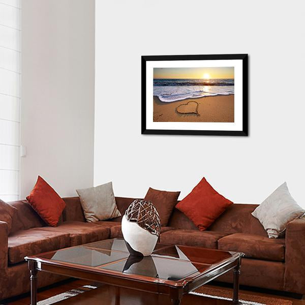 Heart On Beach Canvas Wall Art-3 Horizontal-Gallery Wrap-25" x 16"-Tiaracle