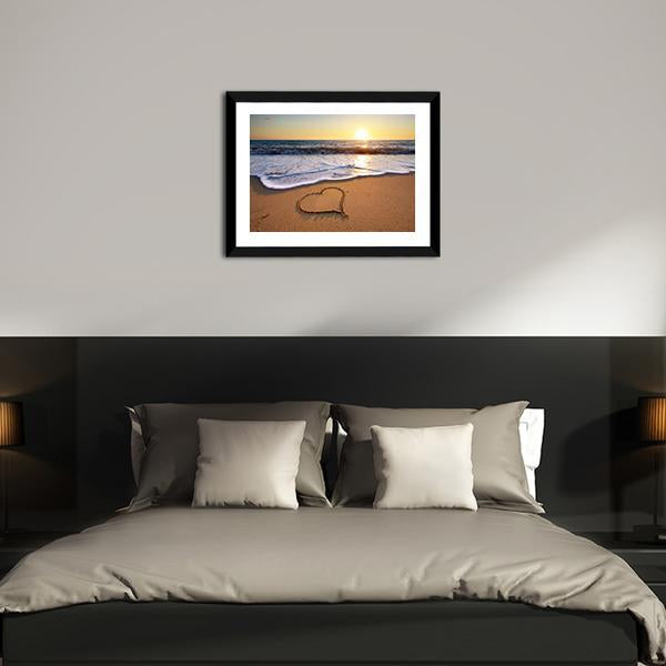 Heart On Beach Canvas Wall Art-3 Horizontal-Gallery Wrap-25" x 16"-Tiaracle