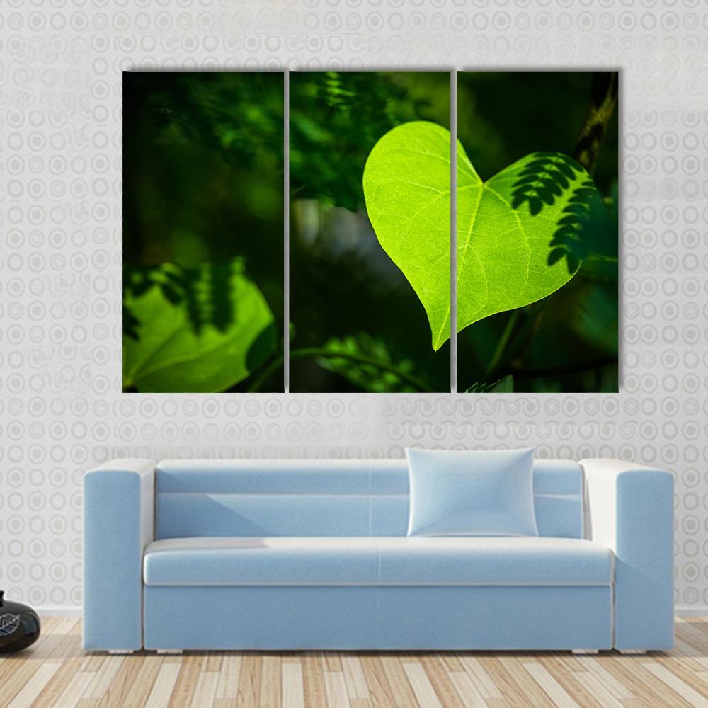 Heart Shape Leaf Canvas Wall Art-3 Horizontal-Gallery Wrap-37" x 24"-Tiaracle