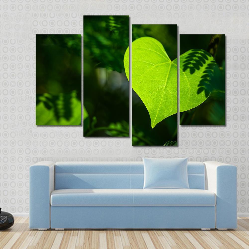 Heart Shape Leaf Canvas Wall Art-4 Pop-Gallery Wrap-50" x 32"-Tiaracle