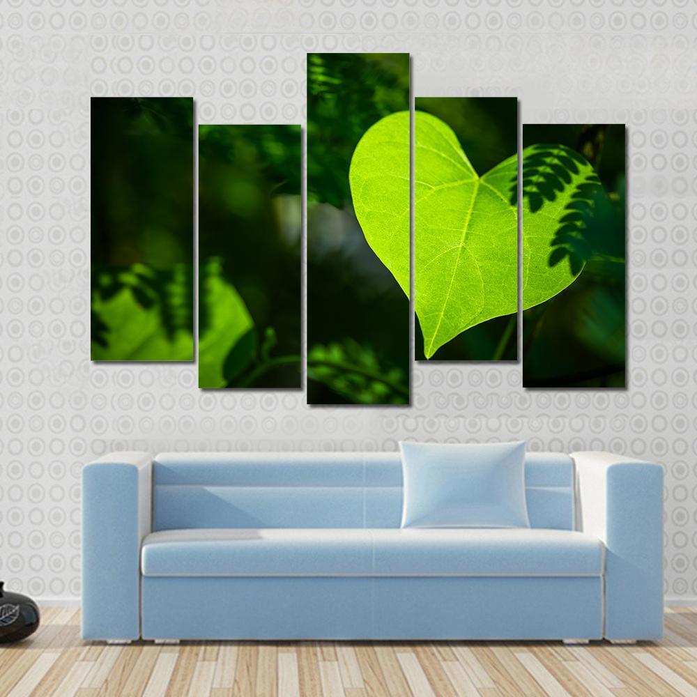 Heart Shape Leaf Canvas Wall Art-5 Pop-Gallery Wrap-47" x 32"-Tiaracle