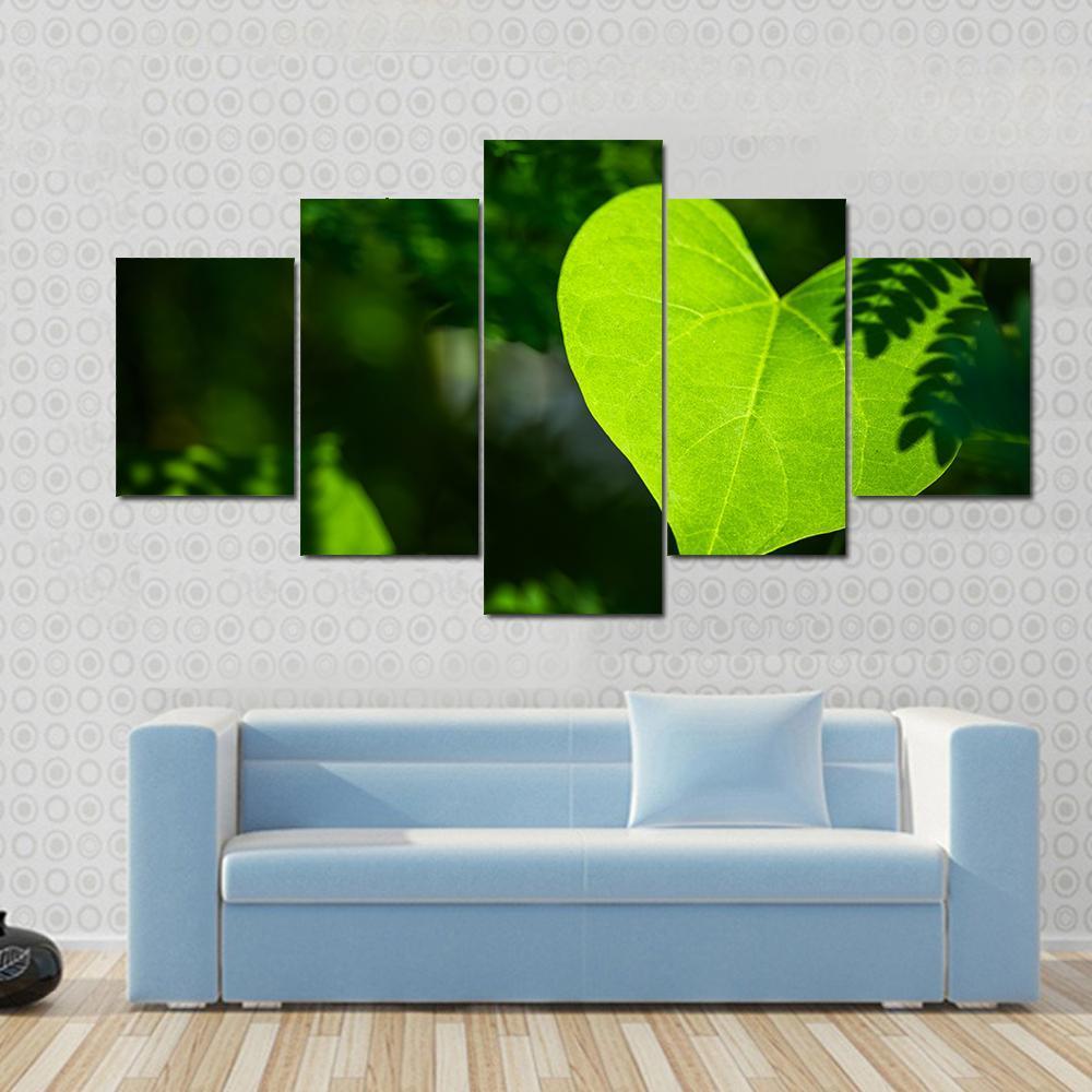 Heart Shape Leaf Canvas Wall Art-5 Star-Gallery Wrap-62" x 32"-Tiaracle