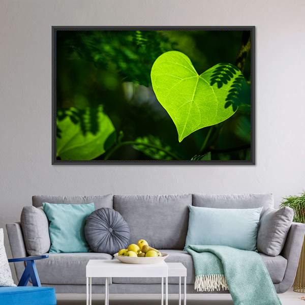 Heart Shape Leaf Canvas Wall Art-3 Horizontal-Gallery Wrap-25" x 16"-Tiaracle