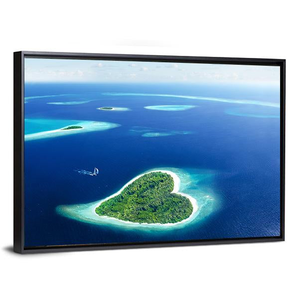 Heart Shaped Island Canvas Wall Art-3 Horizontal-Gallery Wrap-25" x 16"-Tiaracle