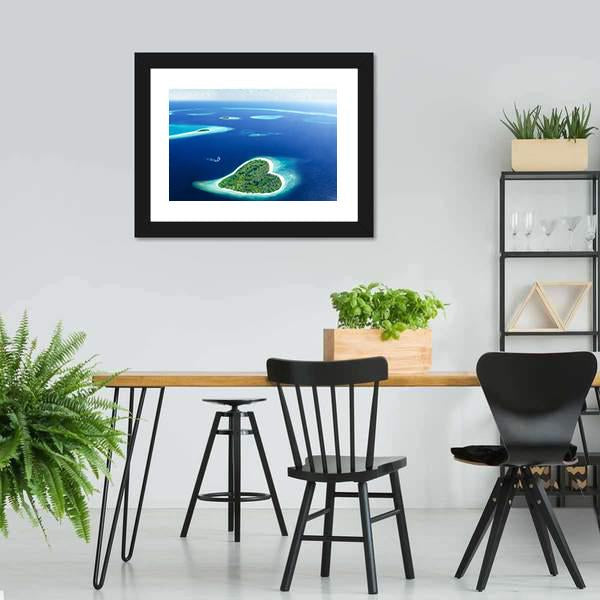Heart Shaped Island Canvas Wall Art-3 Horizontal-Gallery Wrap-25" x 16"-Tiaracle