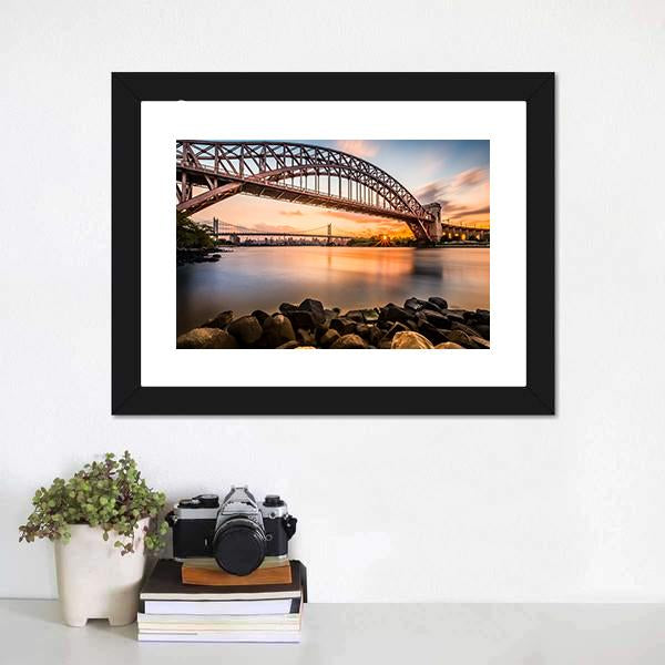 Hell Gate & Triboro Bridge Canvas Wall Art-1 Piece-Framed Print-20" x 16"-Tiaracle
