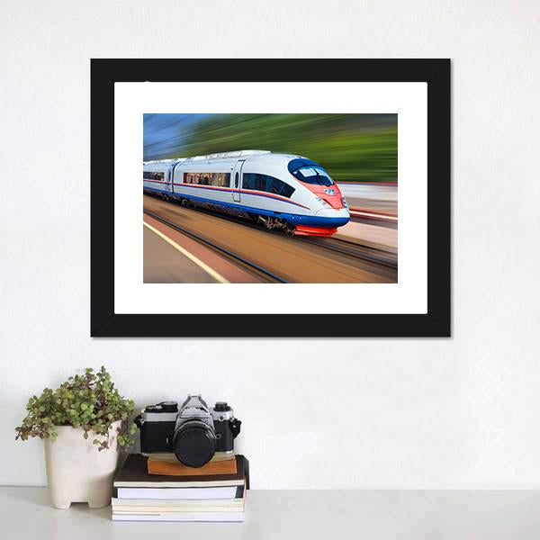 High Speed Train Canvas Wall Art-1 Piece-Framed Print-20" x 16"-Tiaracle