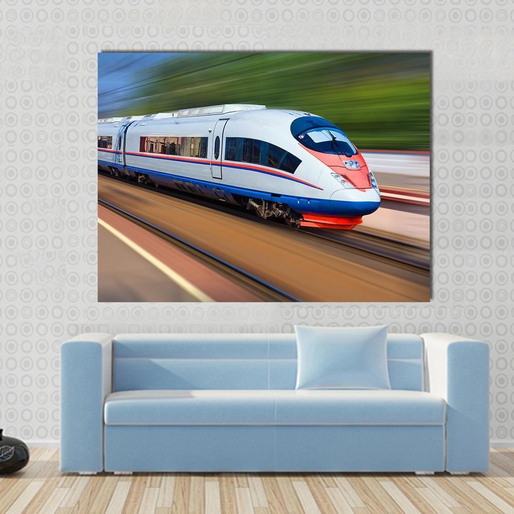 High Speed Train Canvas Wall Art-1 Piece-Gallery Wrap-48" x 32"-Tiaracle