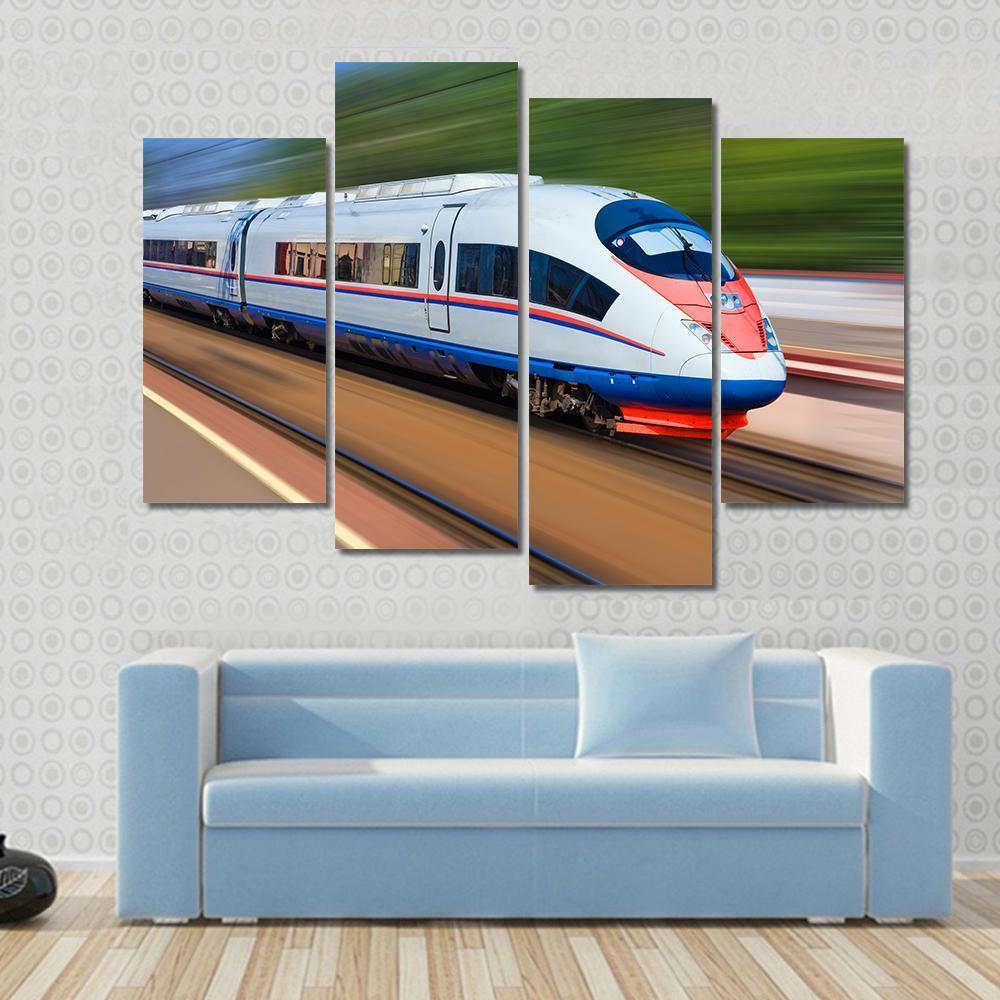 High Speed Train Canvas Wall Art-4 Pop-Gallery Wrap-50" x 32"-Tiaracle