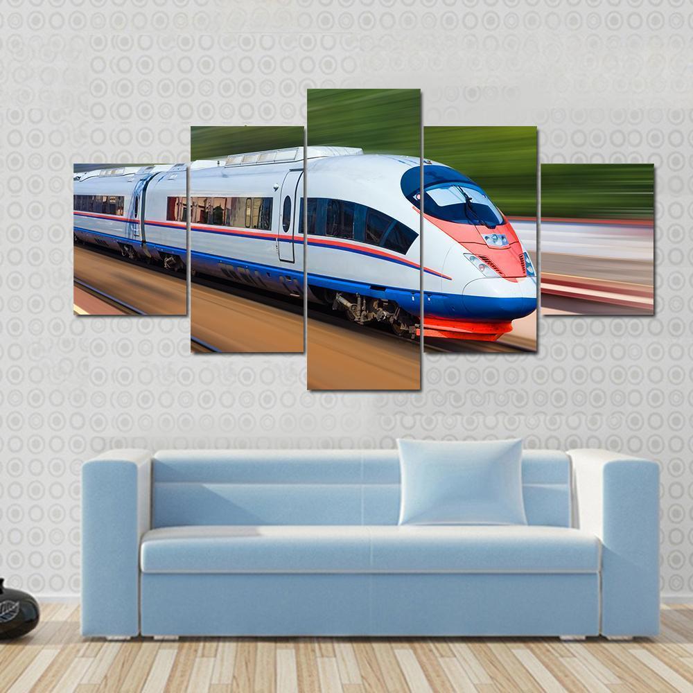 High Speed Train Canvas Wall Art-5 Star-Gallery Wrap-62" x 32"-Tiaracle