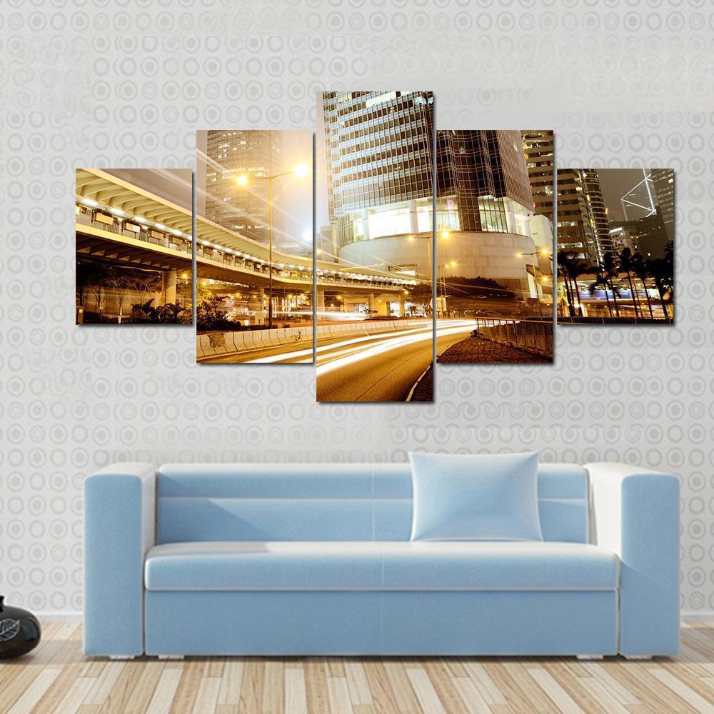 High Traffic Road Canvas Wall Art-5 Star-Gallery Wrap-62" x 32"-Tiaracle