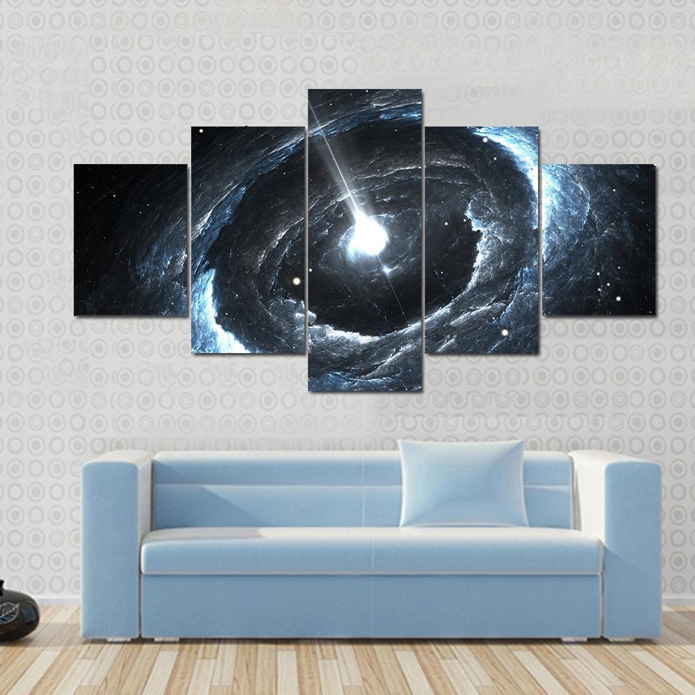 Highly Magnetized Rotating Neutron Star Canvas Wall Art-5 Star-Gallery Wrap-62" x 32"-Tiaracle