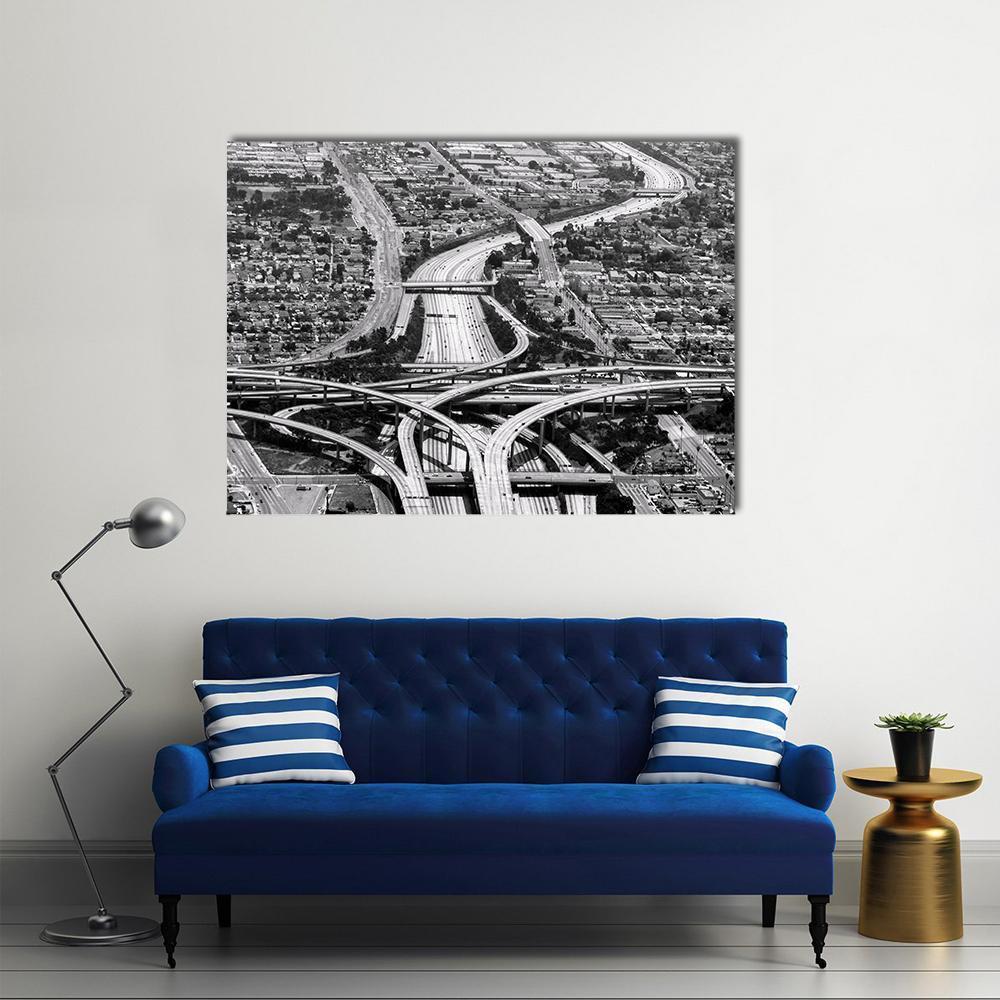 Highway Crossing At Los Angeles Airport Canvas Wall Art-1 Piece-Gallery Wrap-48" x 32"-Tiaracle