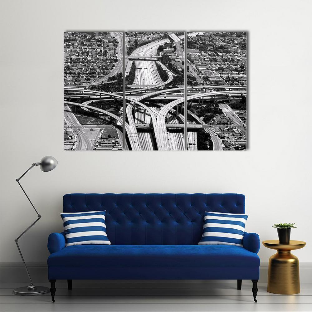 Highway Crossing At Los Angeles Airport Canvas Wall Art-3 Horizontal-Gallery Wrap-37" x 24"-Tiaracle