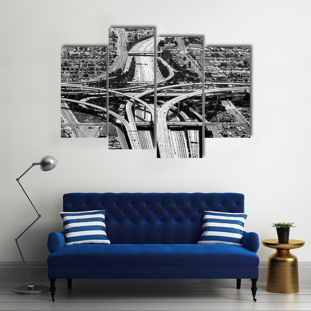 Highway Crossing At Los Angeles Airport Canvas Wall Art-4 Pop-Gallery Wrap-50" x 32"-Tiaracle