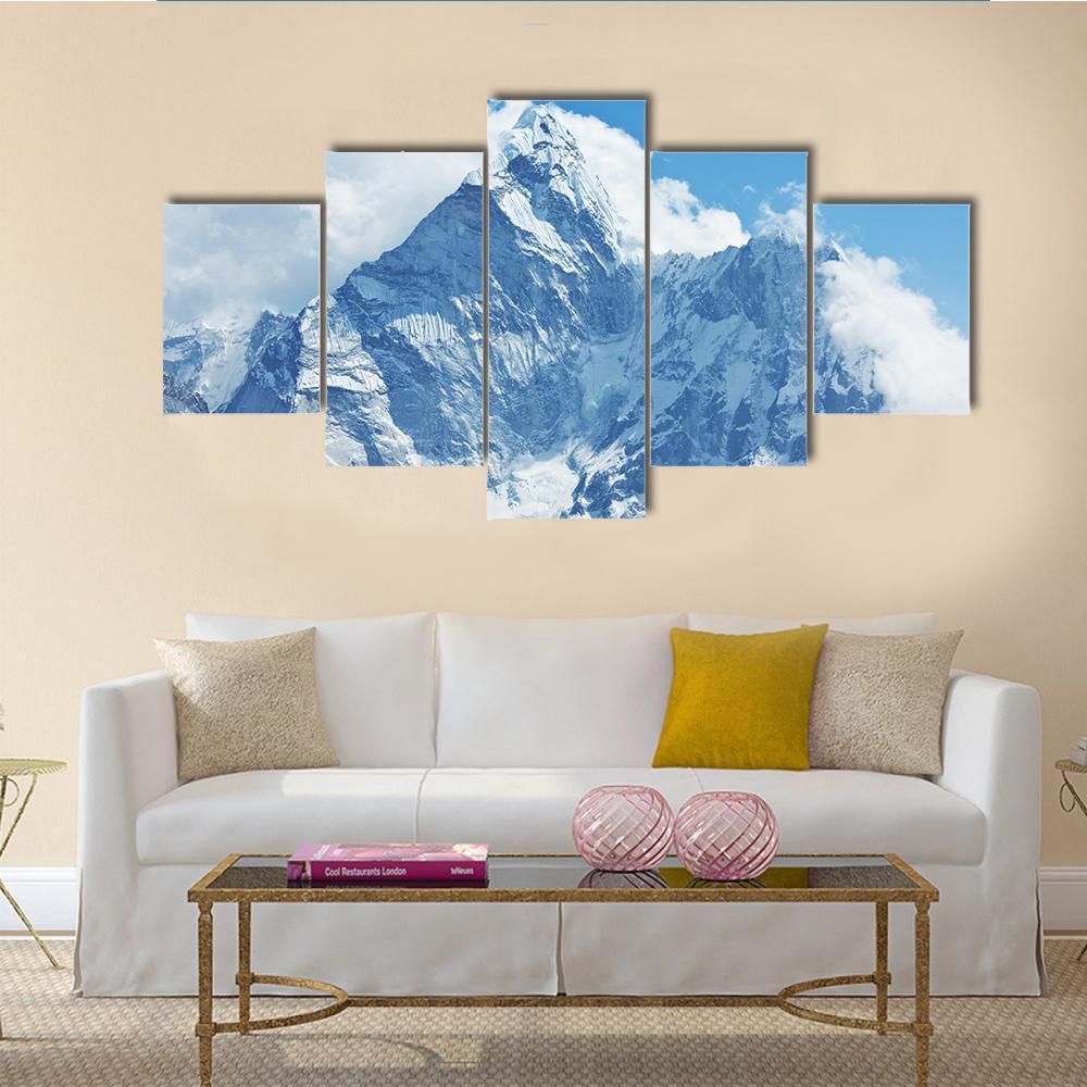 Hiker In Everest Region Canvas Wall Art-5 Star-Gallery Wrap-62" x 32"-Tiaracle