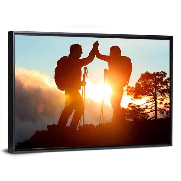 Hikers High Five Canvas Wall Art-3 Horizontal-Gallery Wrap-25" x 16"-Tiaracle